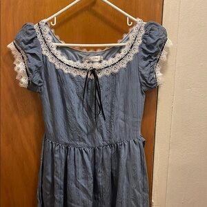 Blue Lace Trim Kids Dress